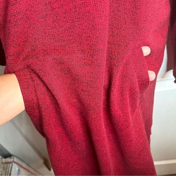 Bass Marled Drawstring Cowlneck Knit Dress Red Black M - Picture 4 of 11